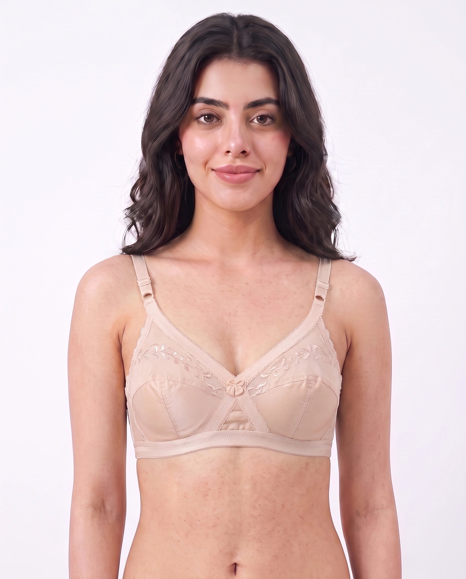 Embroidered Weave Non Padded Wireless Bra