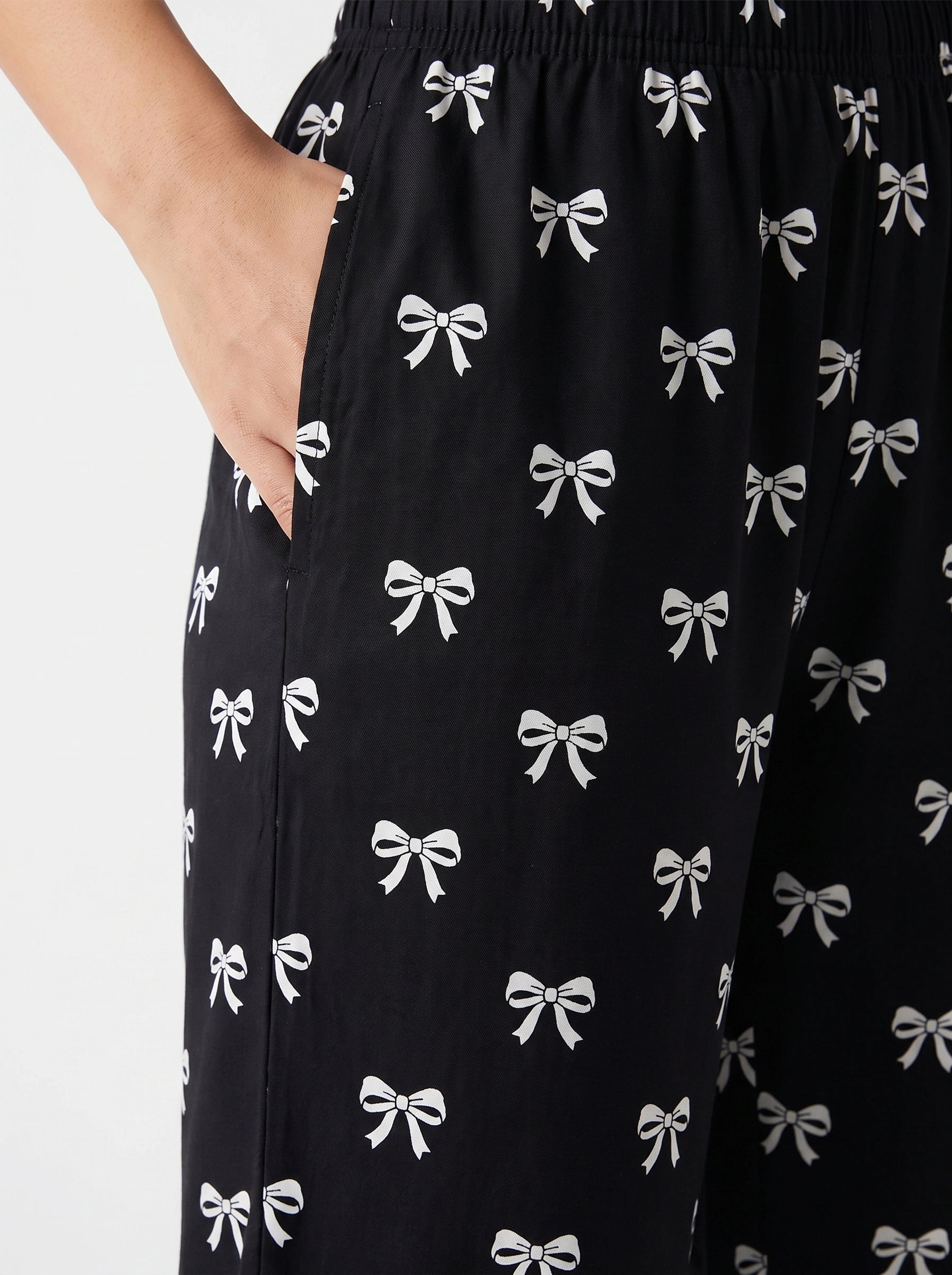 Linen Pj Set - Black Bow