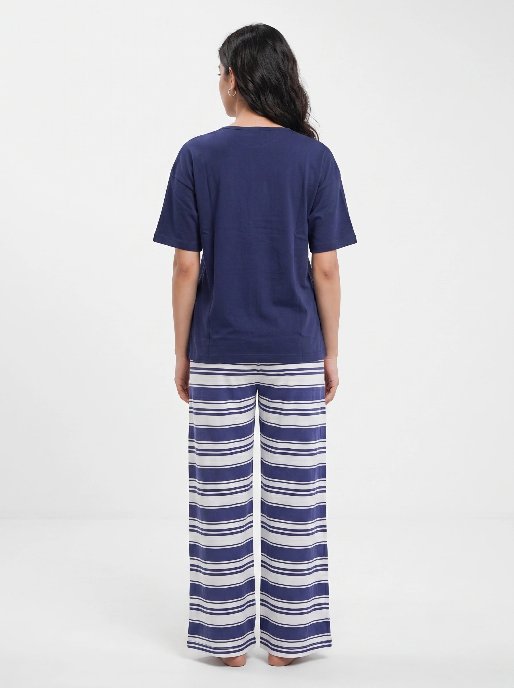 Cotton PJ Set - Navy Stripe