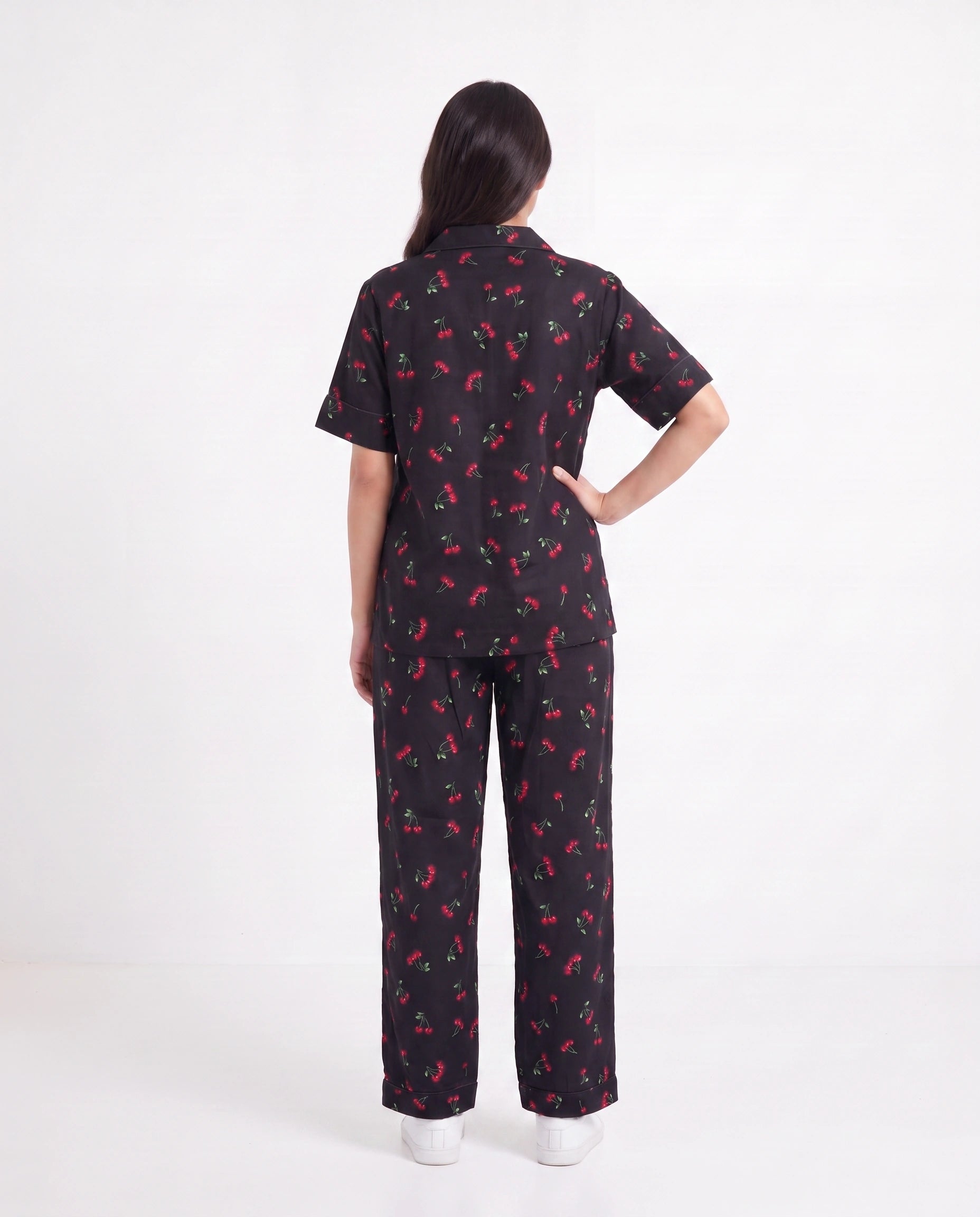 Linen Pajama Suit - Cherry Blossom