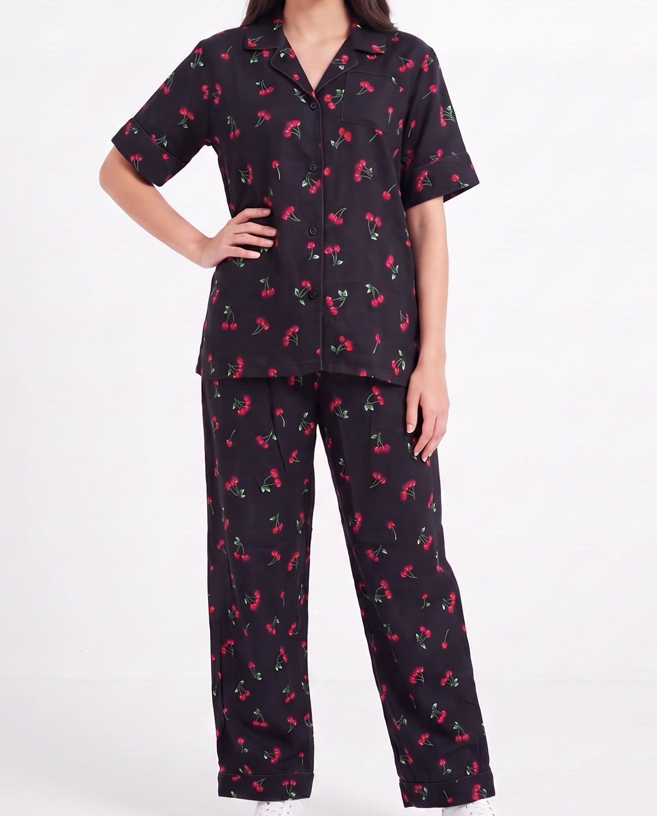 Linen Pajama Suit - Cherry Blossom