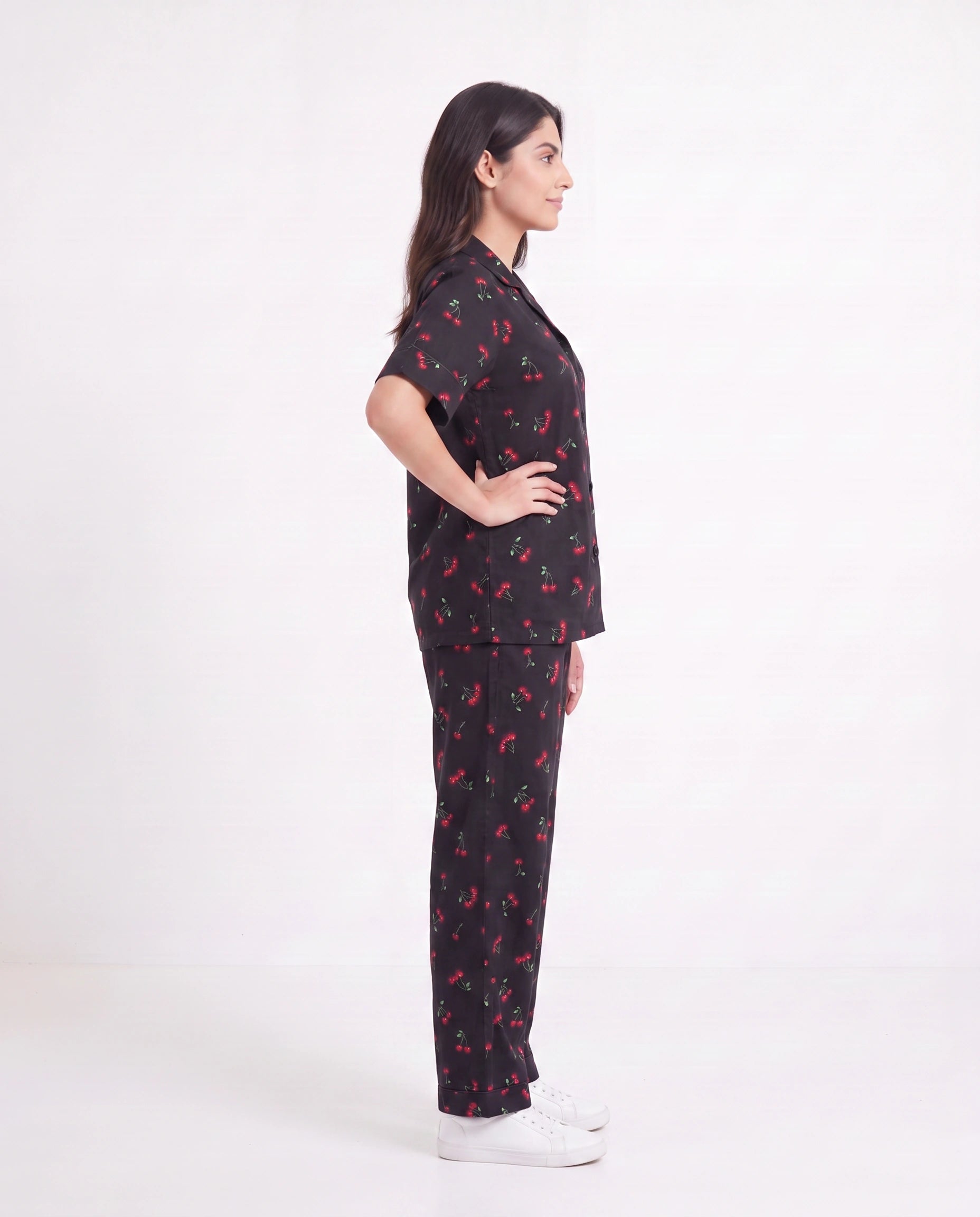 Linen Pajama Suit - Cherry Blossom