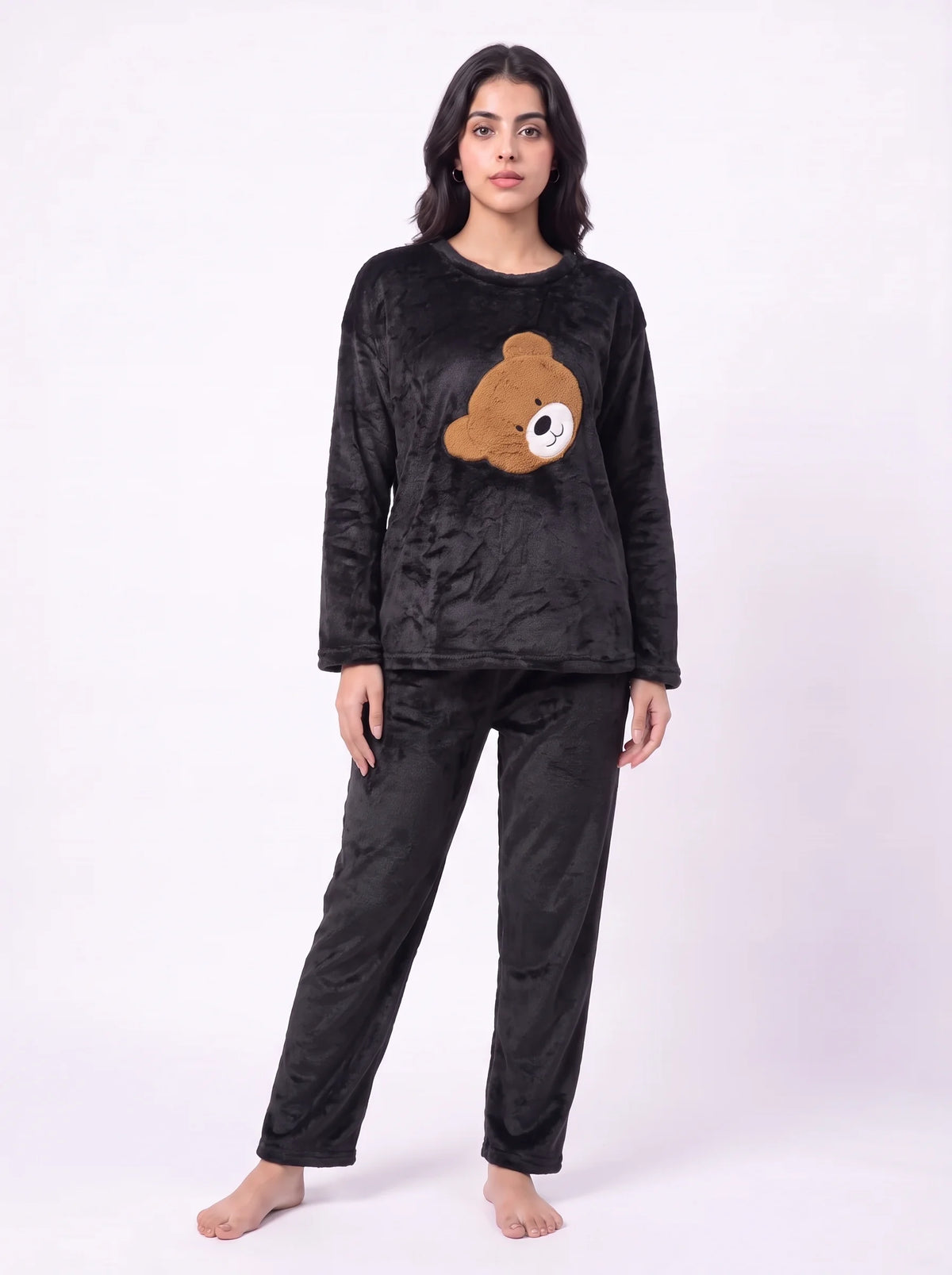 Fleece Pajama Suit Bear - Black