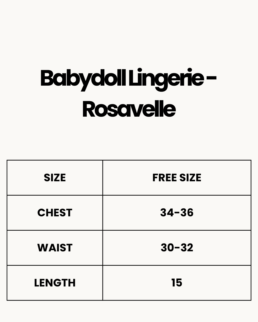 Size Chart for Babydoll Lingerie  - Rosavelle - Red