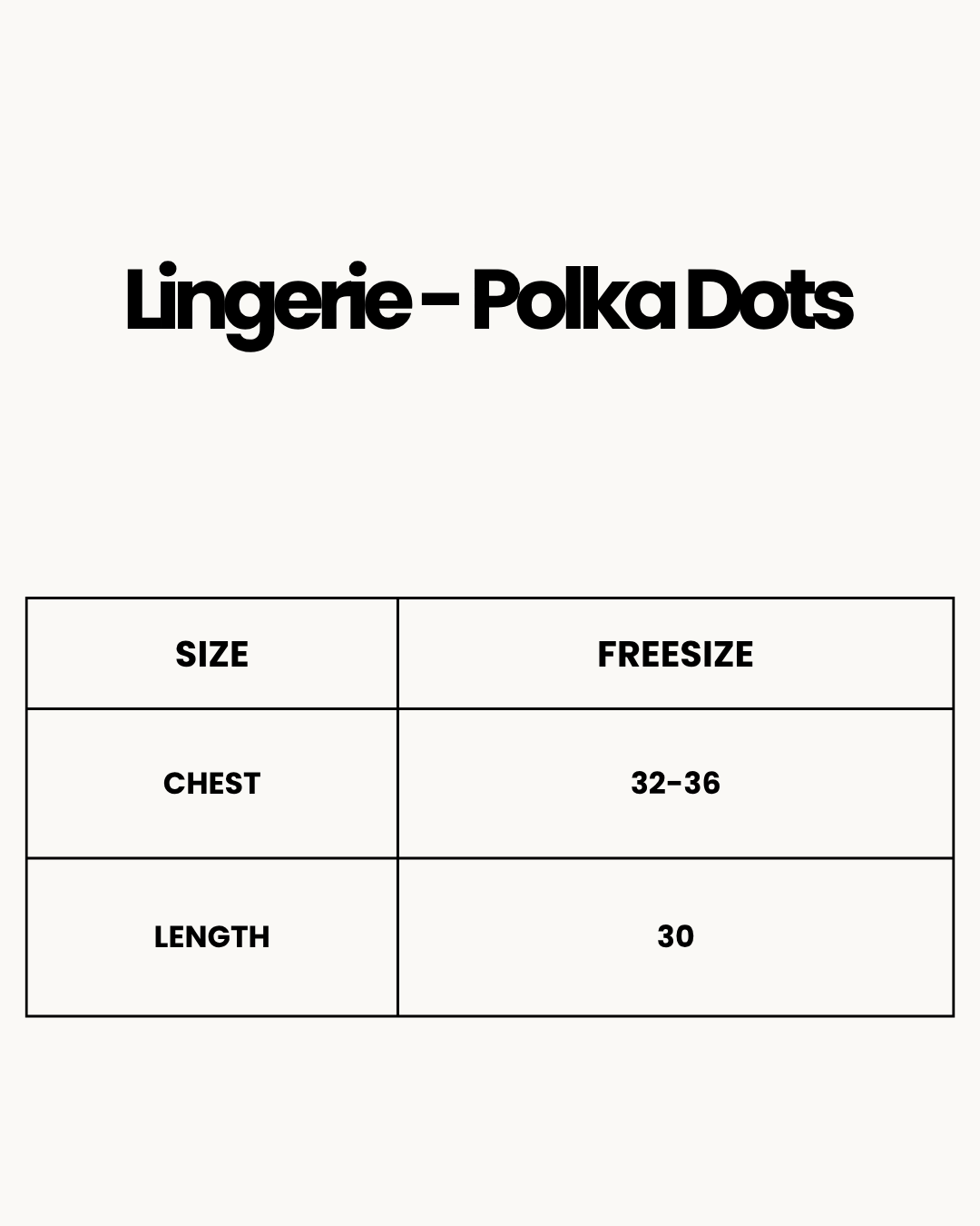 Size Chart for Lingerie - Polka Dots
