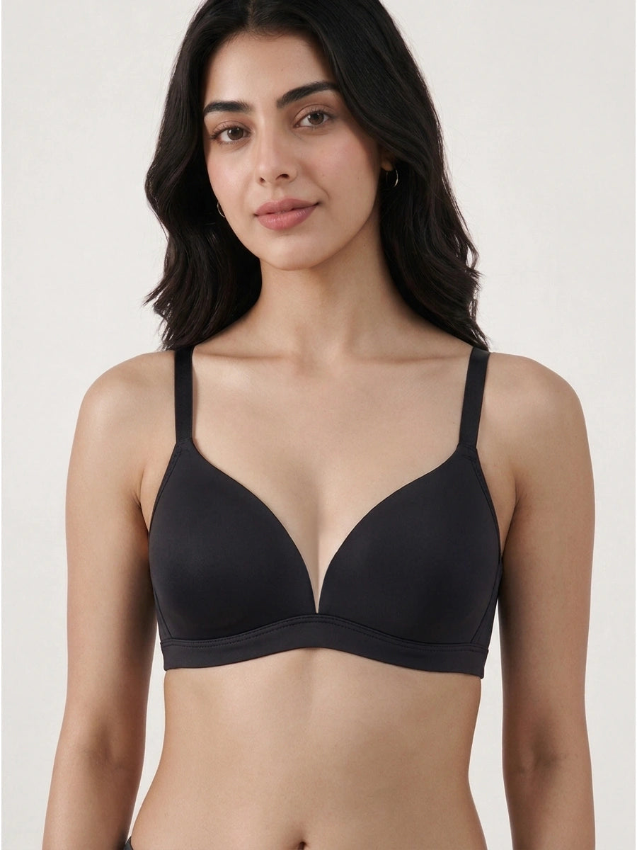 Light Padded Non-Wired T-Shirt Bra - Millie - Black