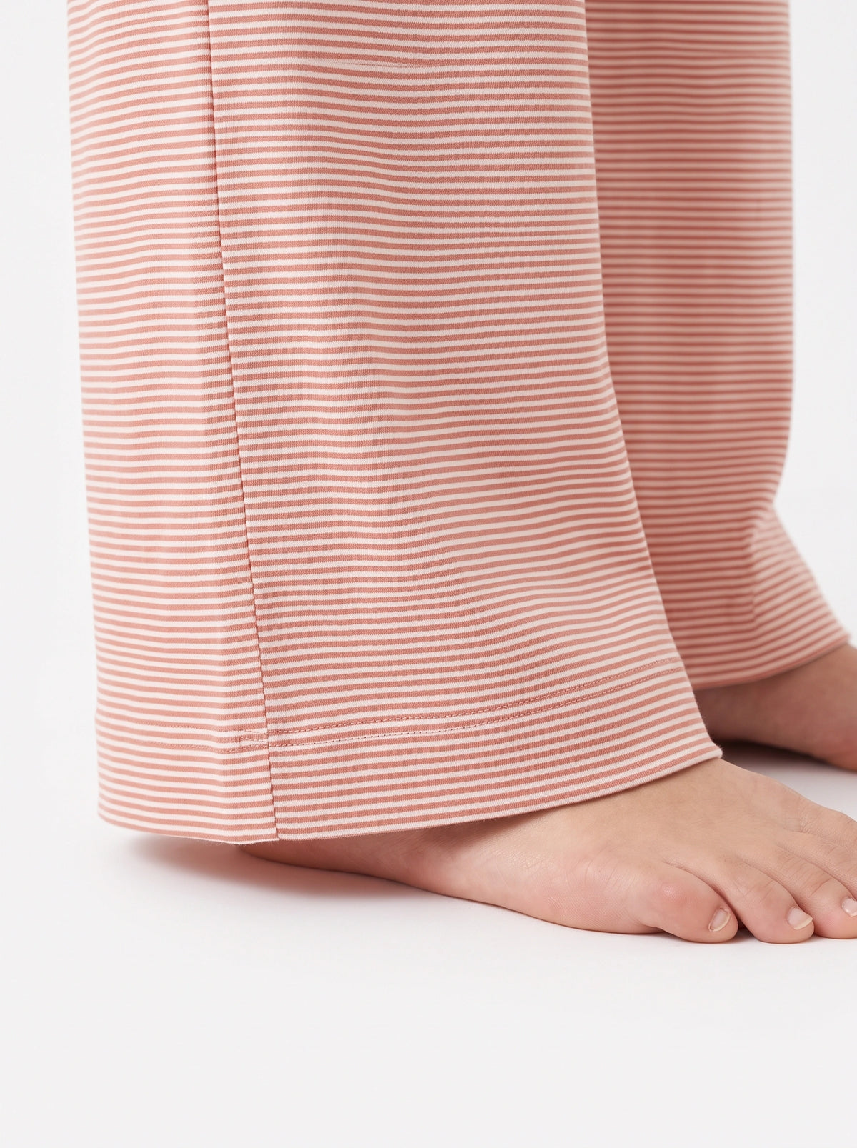 Drop Shoulder Cotton PJ Set - Mocha Stripe
