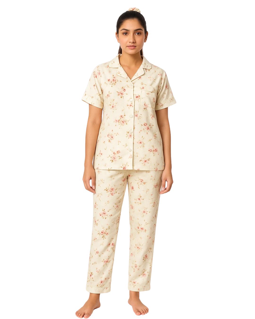Linen Pajama Suit with Scrunchie - Blossom Wear