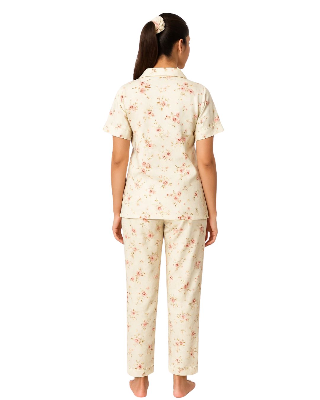 Linen Pajama Suit with Scrunchie - Blossom Wear