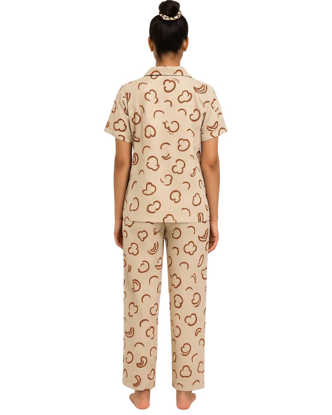 Sajiero Linen Pajama Suit with Scrunchie - Soft Look