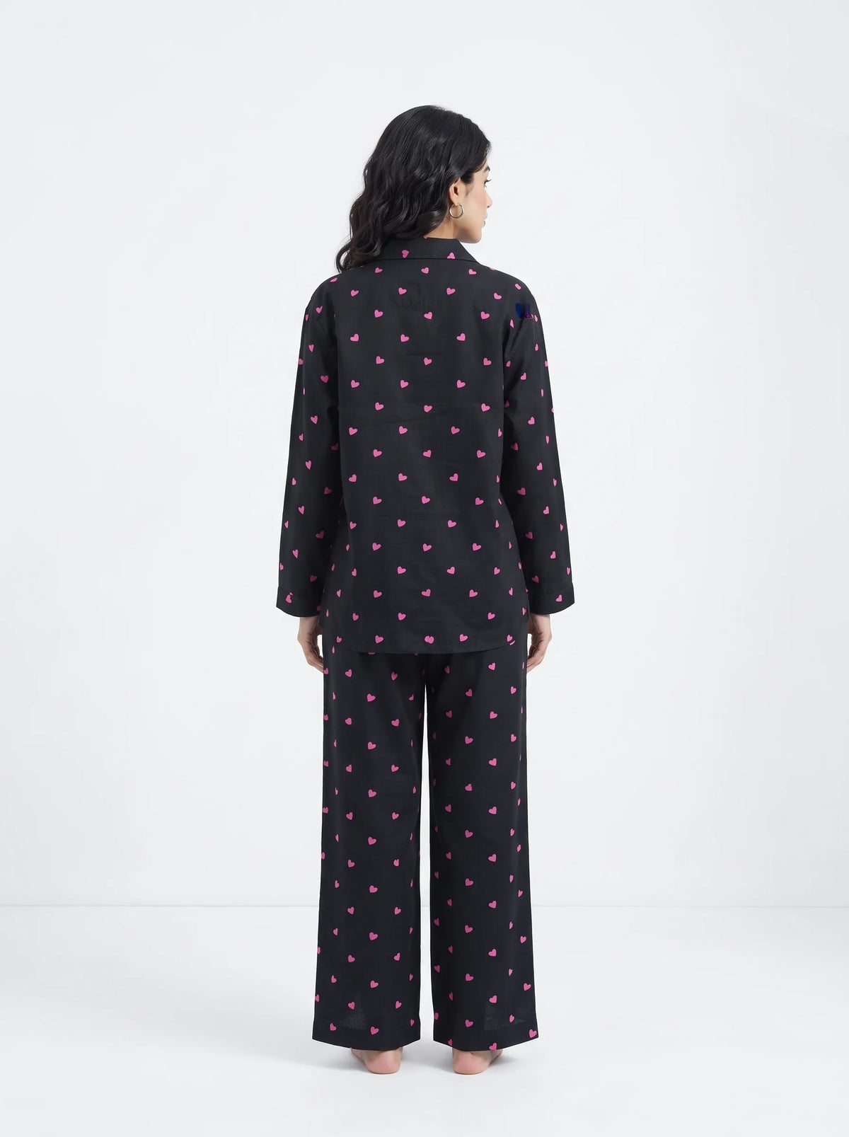 Oversized Linen PJ Set - Night Hearts