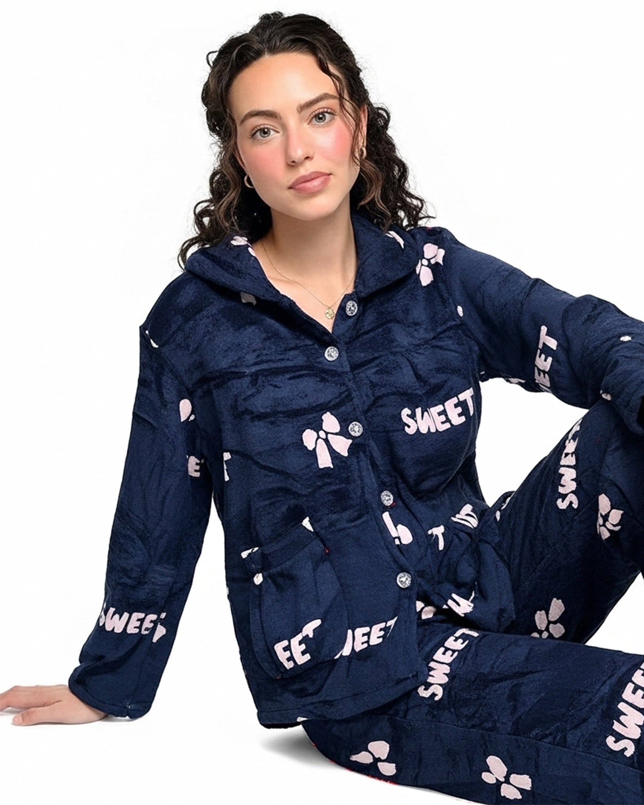 Fleece Pajama Suit - Night Petal
