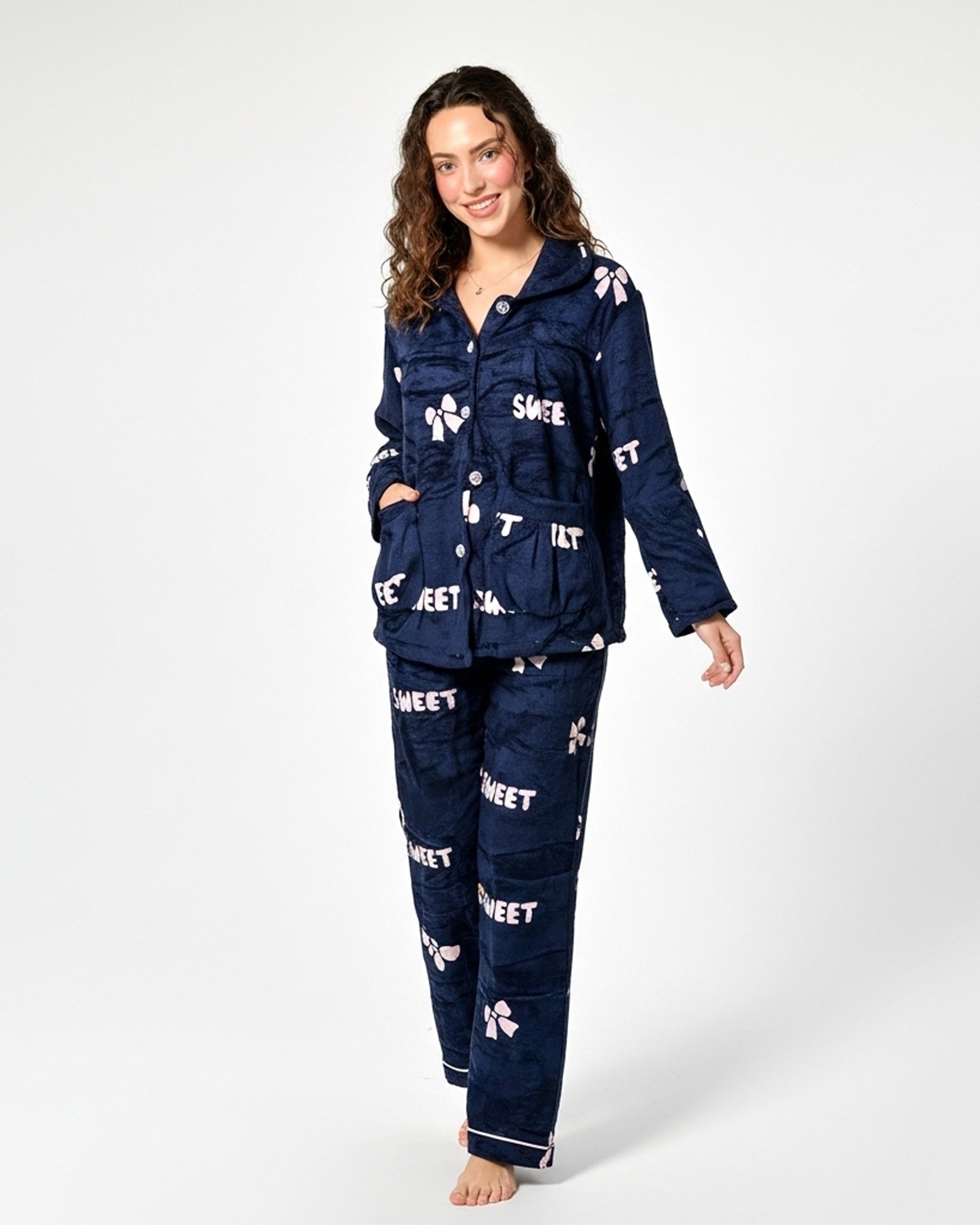 Fleece Pajama Suit - Night Petal