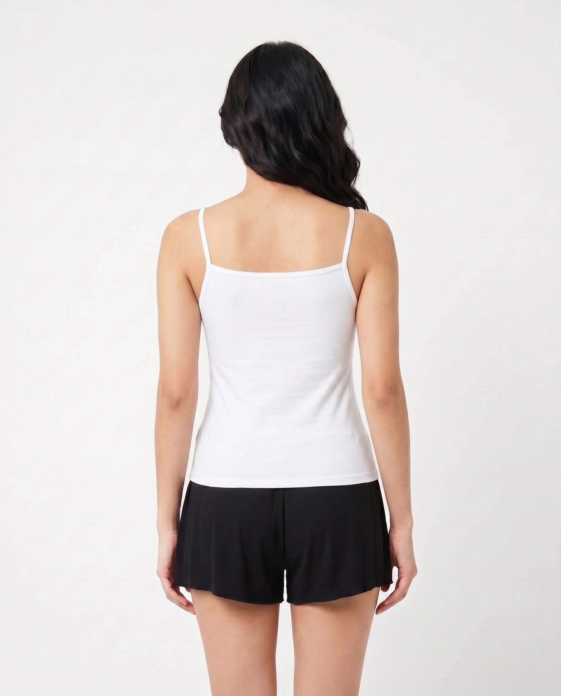 Soft Cotton Camisole - Thin Strap - White