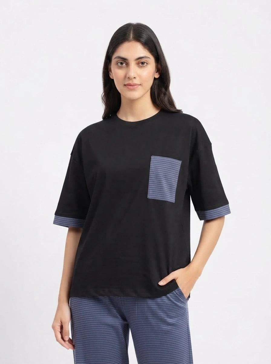 Drop Shoulder Cotton PJ Set - Softly - Light Blue