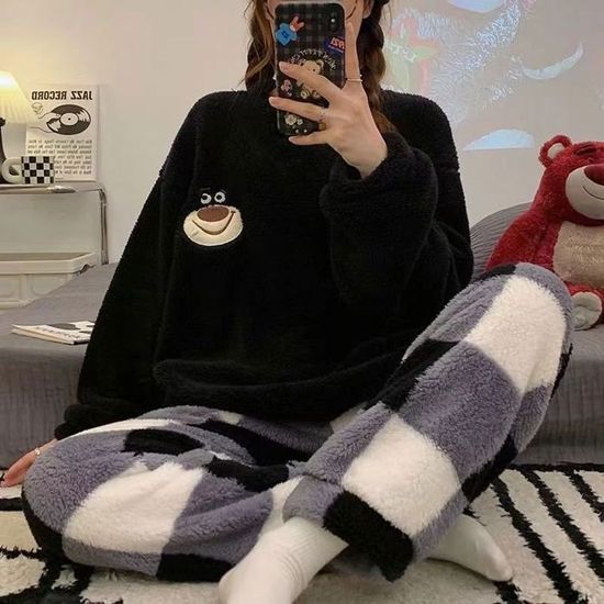 Fleece Pajama Suit - Warm Black