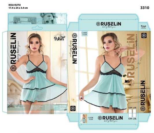 Ruselin Transparent Short Lingerie Light Ferozi