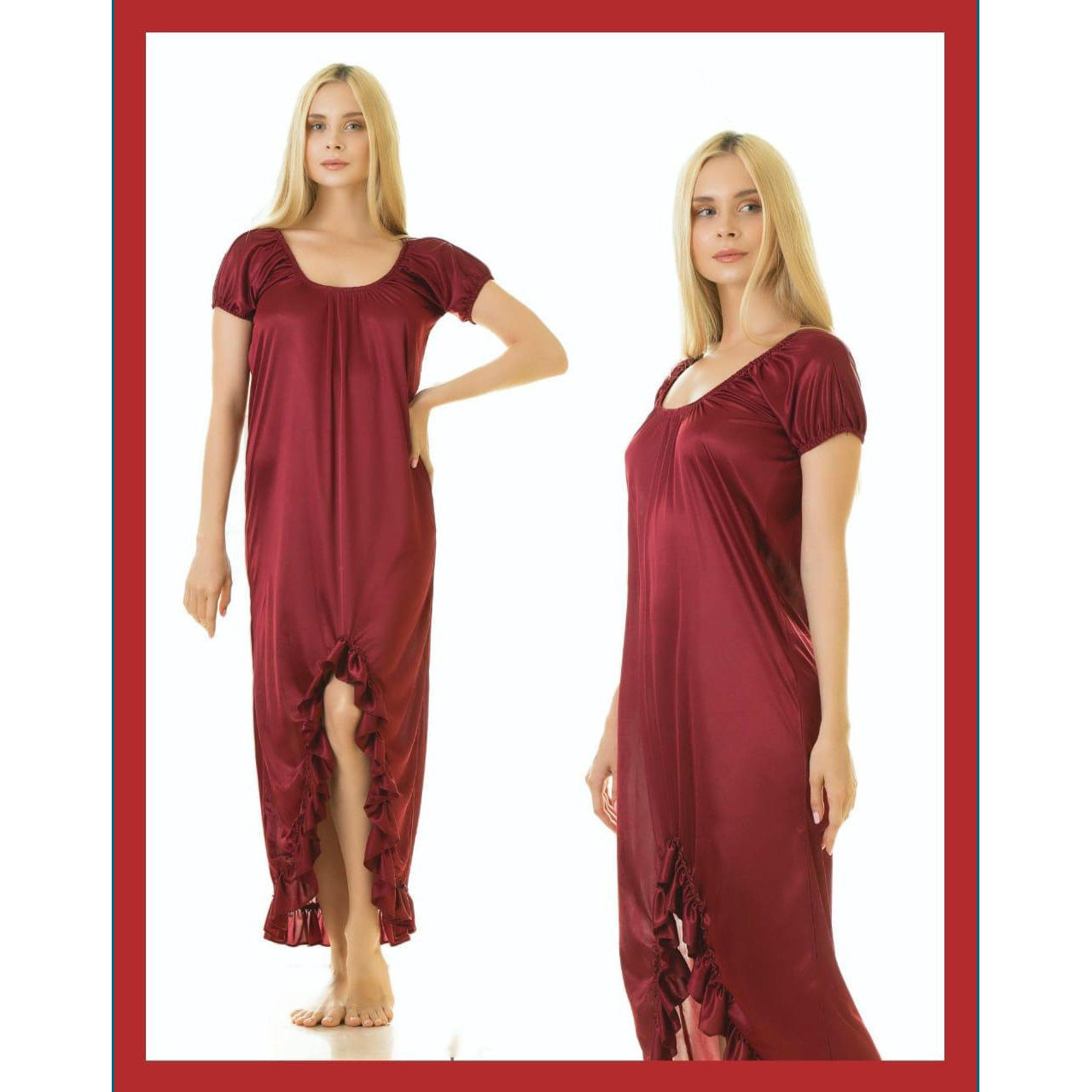 1 Piece Silk Cross Cut Nightwear For Girls & Women
