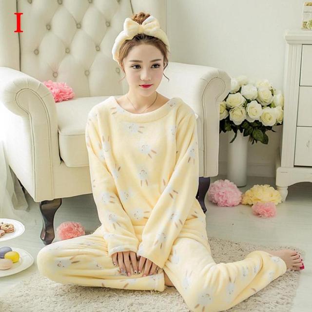 Fleece Long Sleeve Pajama Suit Yellow Rabbit